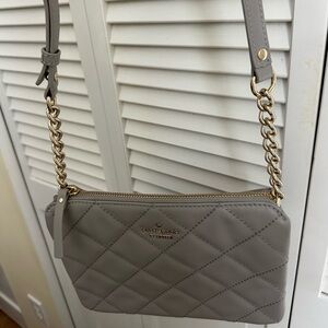 Kate Spade quilted gray leather crossbody purse.